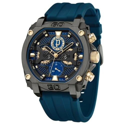 Image of Police Blue Dial Multifunction Silicone Strap Watch for Men