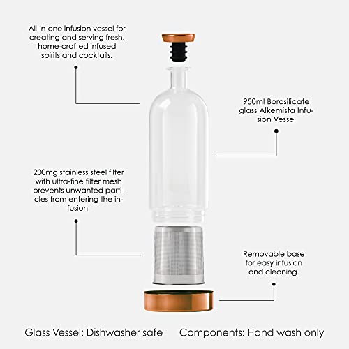 Ethan+Ashe - Alkemista Alcohol Infuser - Add Flavor To Spirits - Infuser For Vodka, Gin, Rum, Scotch, Whisky, & More - Stainless Steel - Glass Infusion Bottle - Fine Filter - 950 Ml #TOP2