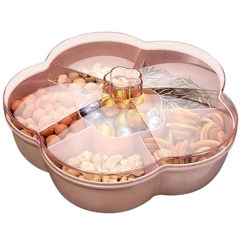 Plateau de collations en forme de fleur, boîte rose 5 compartiments pour aliments et bonbons