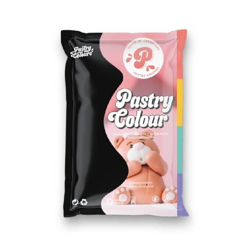 PASTRY COLOURS - Fondant Duro Color Negro- Pasta Portuguesa de Azúcar - Cobertura para Tartas - PastryColour - 250 Gr (Negro)