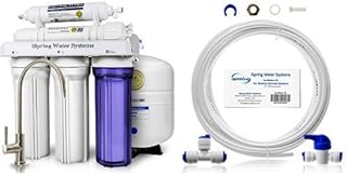iSpring RCC7 WQA Gold Seal Certified 5-Stage Reverse Osmosis Drinking Water Filter System - 75 GPD & iSpring Fridge Connection and Ice Maker Kit for Reverse Osmosis Water Systems, 20ft 1/4" Tubing with 1/4" Push-In and Compression Fittings - ICEK