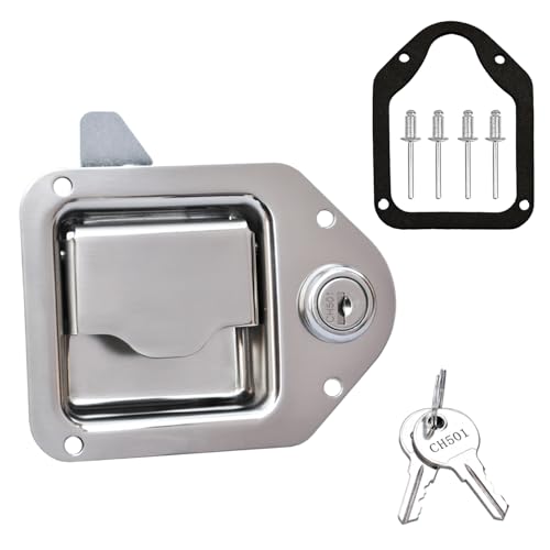 Newace Truck Tool Box Latch Replacement 304 Stainless Steel Paddle Handle Lock Kit with Keys Accessories for Truck Bed Toolboxes Trailer UTV Camper(1Pack with Lock)