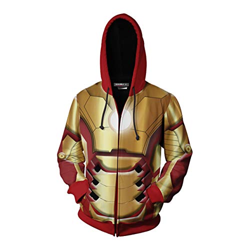 WKDFOREVER 3D Captain Fashion Cosplay Hoodie Jacket Costume (Medium, Iron Man 01)
