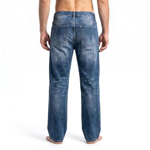 Image of BRIEF INSANITY Unisex Pajama Pants That Look Like Jeans - Soft Novelty PJ Bottoms with Side Pockets & Elastic Waist
