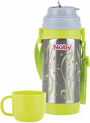 Nuby Stainless Steel Bottle Flask with Cup, Red, 8.6 cm x 23.1 cm