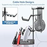 KDD Headphone Stand, Controller Holder & Headset Holder for Desk, Earphone Stand with Aluminum Supporting Bar, Universal Storage Organizer Headphones/Controller/Switch/Mobile Phone - Image 2