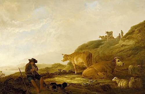 Impression d'art Berger assis par Aelbert Cuyp tableau de maître vintage de 60x90cm