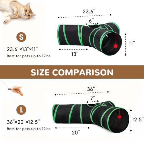 Image of Tempcore Cat Tunnel, 3-Way Collapsible Toy, Large Size Black & Green