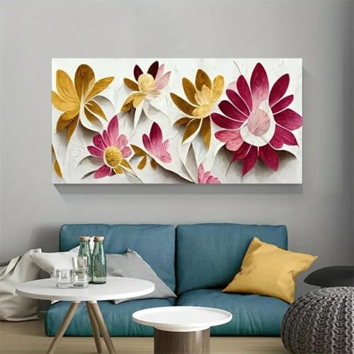 Décoration murale moderne avec tableau de fleurs transversale - 3