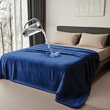 Picture of Bedding Aid King Size Waterproof Blanket – Spill-Proof, Water-Resistant Flannel Blanket for Bed, Couch, Kids & Pets Protection, Reversible Cozy Design (Navy Blue & Abyss Green, 90x108)