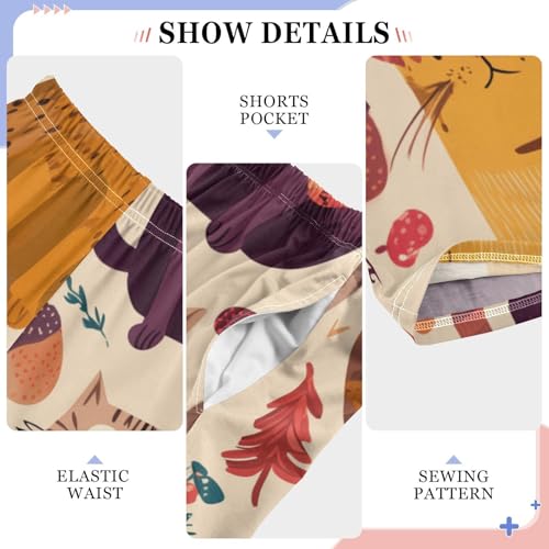 Cat Pine Cone Boys Long Pants Soft Trousers Elastic Waist Kids Lounge Bottoms with Pockets S-XL4