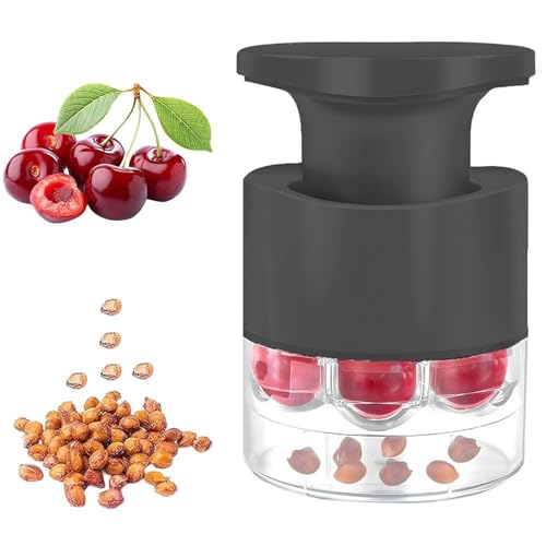 Deshuesador múltiple de cerezas, herramienta para deshuesar fruta de 7 agujeros y empuje rápido, deshuesador eficiente de cerezas para tartas de mermelada, utensilio elim black