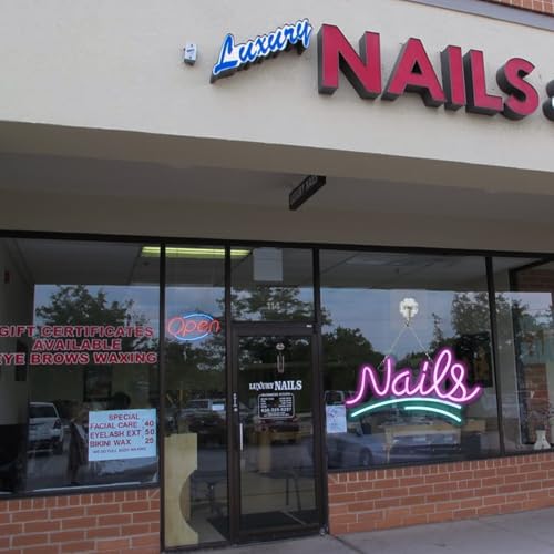 Image of Nails Neon Signs for Wall Decor Neon Lights for Bedroom Led Signs Suitable for Nail Salon Office Man Cave Beer Bar Pub Restaurant Christmas Birthday Party Gift for Lover (Nails)