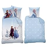 Frozen 2 Kinder-Bettwäsche Die Eiskönigin Wind Spirit 135 x 200 cm + 80 x 80 cm 100% Baumwolle Biber-Flanell-Qualität Kristoff Anna ELSA Olaf Arendelle Disney mit Reißverschluss Deutsche Größe