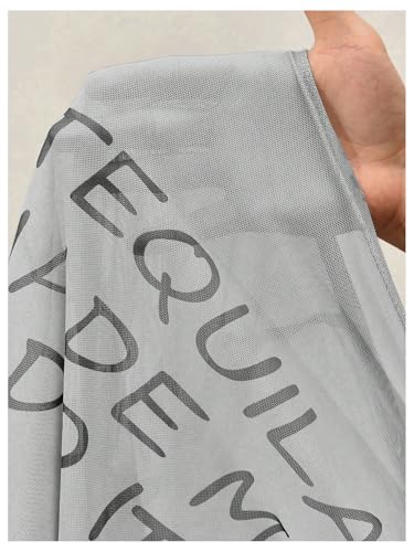 Image of RoseSeek Women's Sheer Mesh Letter Graphic Tees Short Sleeve Crew Neck Y2K Vintage Summer Going Out Crop Tops