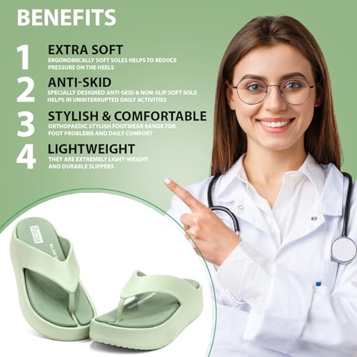 Image of DOCTOR HEALTH SUPER SOFT Women's Orthopedic Soft Platform Slippers | Ultra-Cushioned Shock Absorbing Footbed | Lightweight Anti-Skid Everyday Wear Comfort Flip Flops for All-Day Support