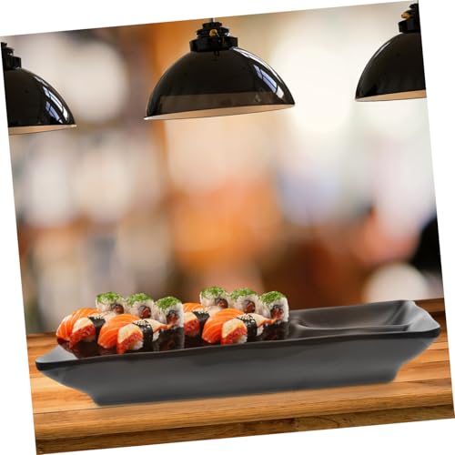 Plato para Sushi de Melamina Negro con Compartimento para Salsa miniatura 5