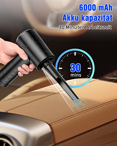 Elektrische Staubgebläse, 3-Gang 91000 U/min Compressed Air Duster, USB Wiederaufladbar Druckluftspray PC Reinigungsset Mit 6000mah Akku für Laptop,Tastatur,Auto,Bürogeräte,Sofa