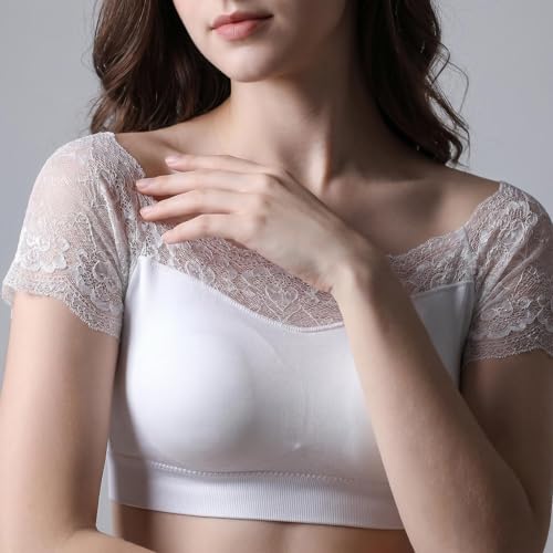 Image of DRESHOW Lace Bralette Tank Tops Wireless Bra Lace Crop Top Removeable Pads Yoga Sports Bra Undershirt for Women & Teens