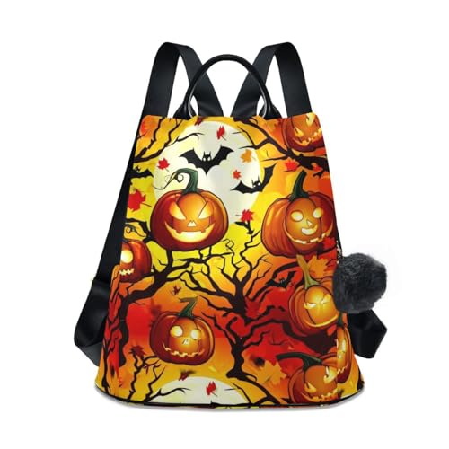 Sac à dos Halloween femme avec motif citrouilles et design antivol élégant