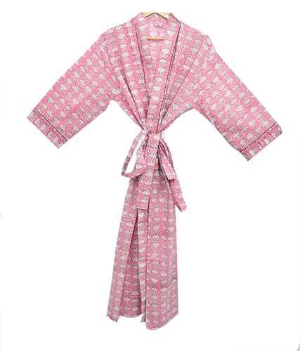 Image of Hand block print Cotton Kimono bikini cover up,Indian Hand block print Cotton Bath Robe,Swim Wear,Nighrwere Dressing Gown