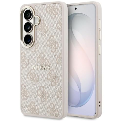CG MOBILE Guess 4G Anneau gaufré compatible avec coque MagSafe pour Samsung Galaxy S26 (rose)