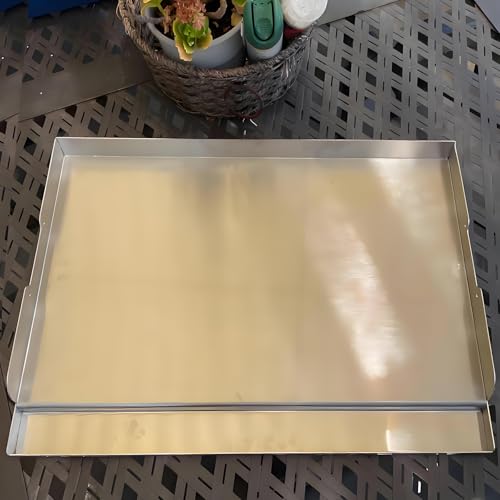 Plancha de cocina para parrillas de barbacoa, 23 x 16 pulgadas, universal de acero inoxidable pre-sazonado, revestimiento antiadherente, placa de parrilla plana con paredes laterales extra altas para