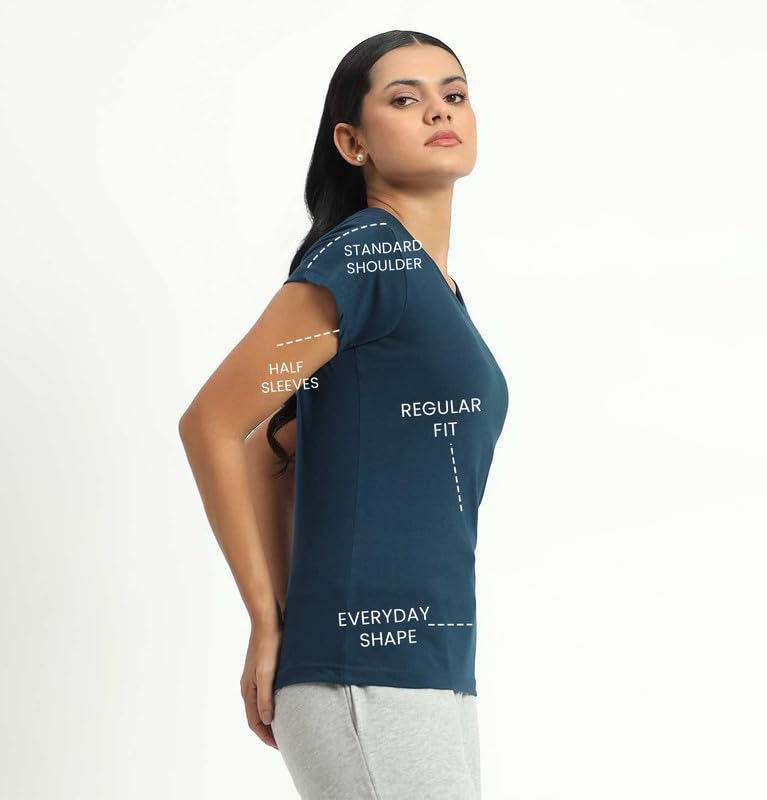 Image of Sleepynuts Women's Plain Round Neck Regular Fit Half Sleeve Cotton T Shirt