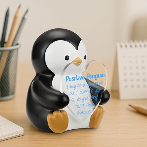 Figura decorativa de pingüino positivo en resina miniatura 3