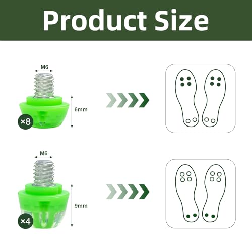 Soccer Cleat Studs, Replacement TPU Football Spikes with Wrench, Lightweight & Durable for Adidas Firm Ground Boots, M6 Thread 8x6mm + 4x9mm, 12PCS3