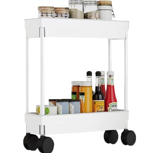 キッチンワゴン スリム 隙間収納 キャスター付き 収納ワゴン 細い棚 調味料 食品 小物 台所 冷蔵庫横 移動式 多機能 軽量 オープンシェルフ スリムワゴン 組立簡単