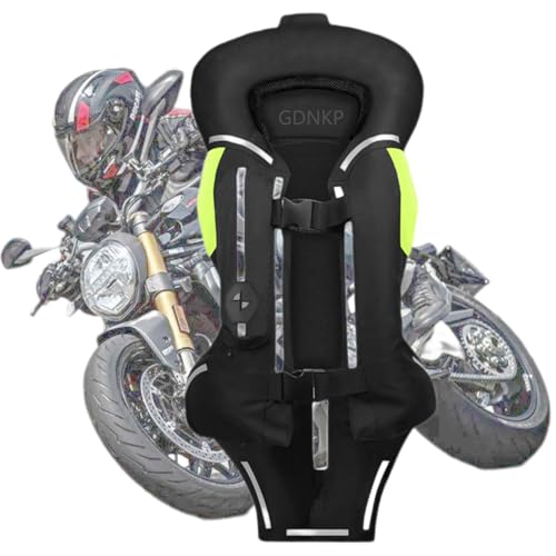 GDNKP Chaleco Airbag Moto Homologado Inflable Reflectante Transpirable Ajustable Unisex Talla L Negro