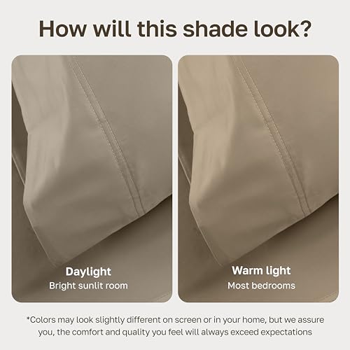 Image of California Design Den Split King Sheet Set - 100% Cotton, 600 Thread Count, Breathable Luxury King Size Sheets for Adjustable Bed, Luxury Hotel-Quality Sheets with Soft Sateen Weave (Cool Taupe)