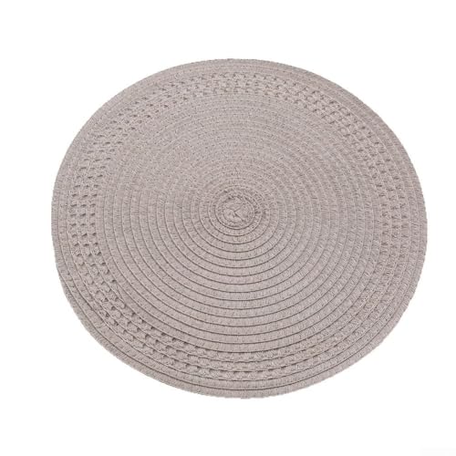 FOR Yute - Juego de 4 manteles individuales redondos con diseño minimalista y resistente al calor, adecuados para su uso en mesas de comedor, balcones y espacios comerciales (gris)