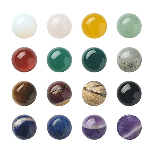 Kissitty 30Pcs/Box Half Round Natural & Synthetic Gemstone Cabochons 15 Styles Energy Healing Stone Cabochons For Diy Jewelry Making Crafts 10X4-5Mm #TOP15