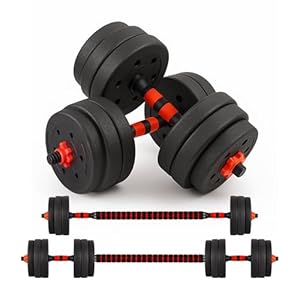 Straame 20KG Adjustable Dumbbell & Barbell Weight Set with Foam-Padded Connector. Free Weights for Home Gym, Strength Training, Non-Slip TPR Grips, PE Shell Plates, Compact Storage