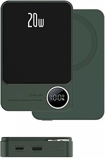 Fast Charging Magnetic Power Bank Wireless Charging Type C Quick Charge Support LED Display Ultra Slim High Capacity Texture 5000mAh/10000mAh Power Bank (Green, 10000)