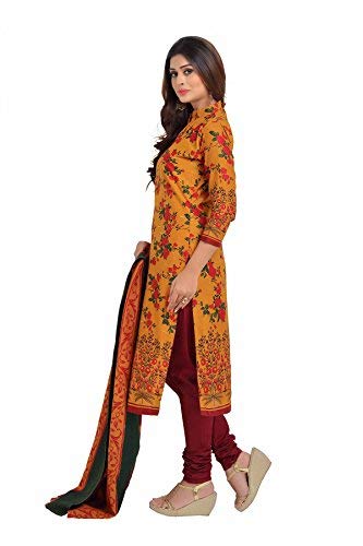 Image of Miraan Printed Unstitched Cotton Dress Material For Women (BAND1603,Multi-Coloured)