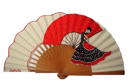 Ventilador plegable/Abanico español/Abanico pintado a mano/Abanico flamenco/Abanico de madera/Abanicos Sevilla "El Baile Flamenco"
