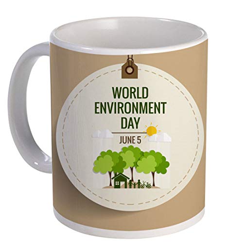 COLORYARD White Ceramic Coffee Mug 1Pc for Environment Day Gift (Best Happy World Environment Day 5 June with Small Tree)