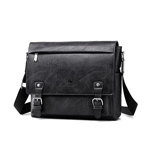 SUKUTU Bolsa de Hombro para Hombres de Cuero de la PU Bolsa de Mensajería de Negocios Maletín Viajes Crossbody Multi Bolsillos Bolso Cover