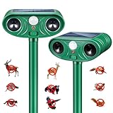 2026 Solar Animal Repellent Outdoor&Cat Repellent Outdoor with Motion Deer Repellent Devices Ultrasonic Cat Deterrent Fox Raccoon Squirrel Rabbit Coyote Deterrent for Farm Orchard Garden 2 Pack