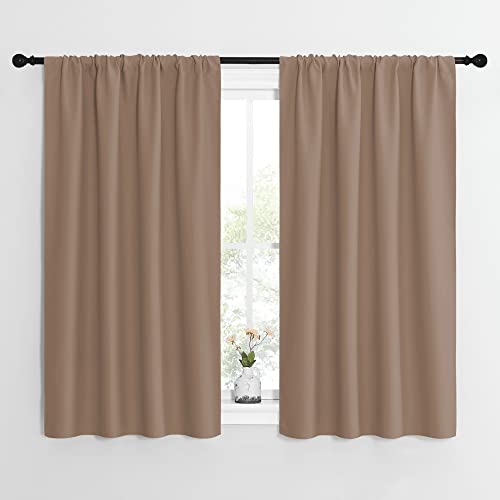 Image of NICETOWN Kitchen Window Blackout Curtains - Window Treatment Thermal Insulated Rod Pocket Small Blackout Draperies/Drapes for Bedroom/Kitchen (Cappuccino, Set of 2, 42 inches Wide by 54 inches Long)