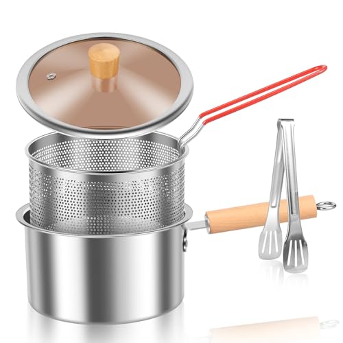 Opiniones y reviews de Freidora de Papas Electrica que Puedes Comprar On-line. 42 Freidora profunda con cesta y asa, olla de acero inoxidable con tapa, pequeña freidora de grasa profunda para freír pescado, camarones, pollo y papas fritas (02)