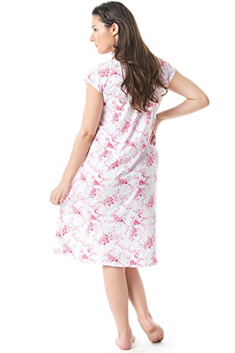 Casual Nights Women's Cap Sleeves Floral Lace Night Gown- Pink - X-Large #TOP1