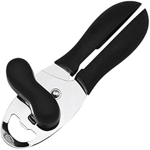 Manual Can Opener,Heavy Duty Stainless Steel Manual Can Opener with Bottle Opener,Easy Turn Knob Multifunctional Sharp Blade Smooth Edge Can Opener with Comfortable Handle,Kitchen Aid Can Opener