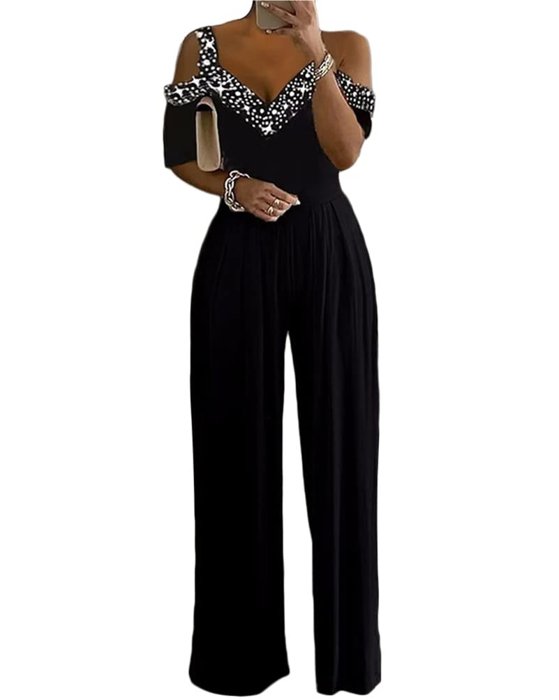 shownicer Monos de Vestir Mujer Elegante Verano Largo Talla Grande Sin Mangas Mono de Color Sólido Pantalones Anchos de Rectos Playsuit Fiesta de Noche