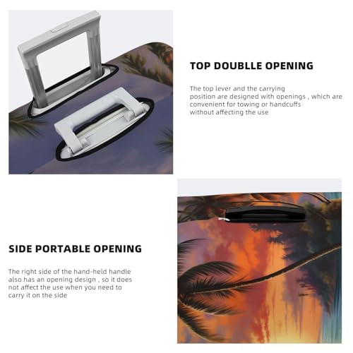 Beach Sunset Tropical Palm Tree Luggage Cover Elastic Travel Suitcase Covers, Anti Scratch Dust Proof Baggage Covers, Fits 22-24 inch Suitcases4