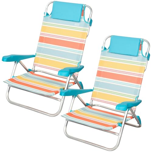 AKTIVE Pack 2 sillas de Playa Plegables, 50x48x80 cm,...