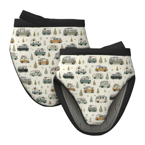 Fuzquwu Camp Van Pattern Oven Mitts Heat Resistant Silicone